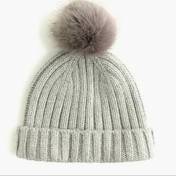 J. Crew Accessories - J. Crew Beanie with Faux Fur Pom